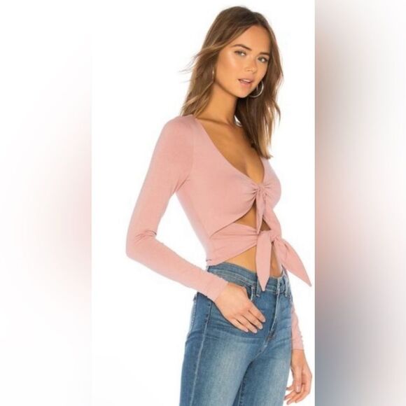 Superdown Mauve Britney Double Bow Long Sleeve Top Size Medium EUC - Picture 3 of 7